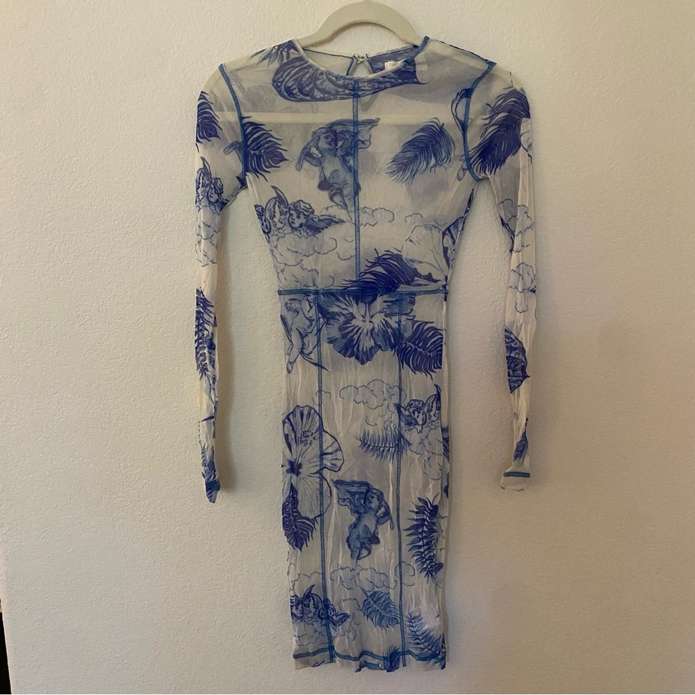 NWOT Urban Outfitters Mesh Angel White and Blue Dress